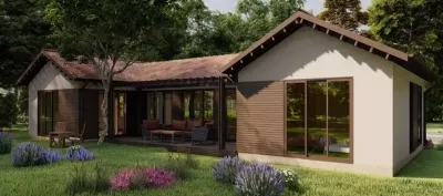 casa con madera y sate